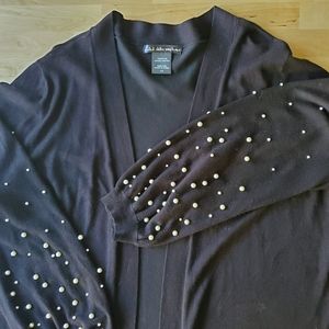 Pearl Sleeved Black Cardigan